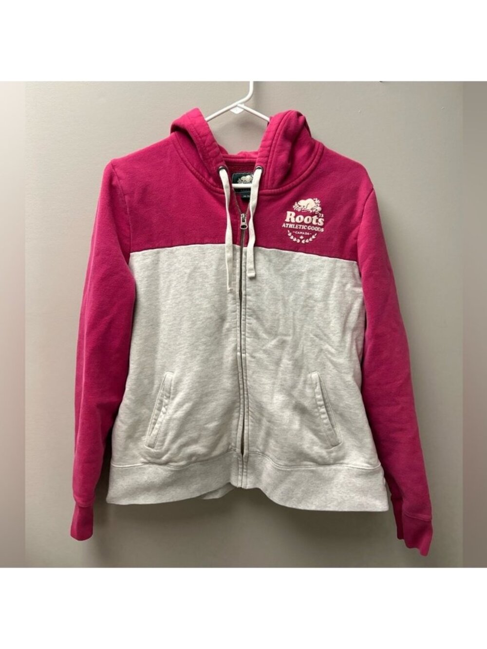 Roots Pink and Light Grey Zip Up Hoodie